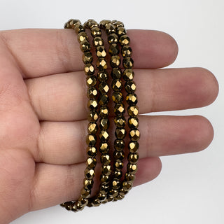 4mm Firepolish Golden Bronze Czech 50 Bead Strand