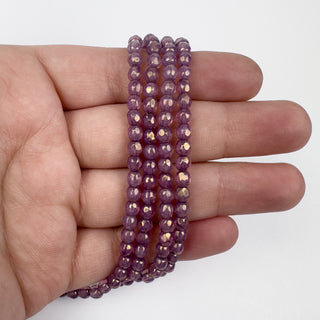 4mm Firepolish Purple Thistle Czech 50 Bead Strand