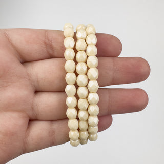 6mm Firepolish Beige Czech 25 Bead Strand