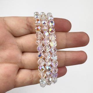 6mm Firepolish Transparent AB Czech 25 Bead Strand