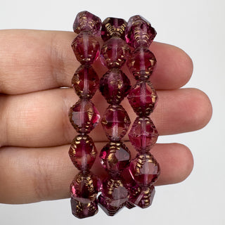 8x10mm Czech Glass Faceted Oval Copper Finished Rose 15 Bead Strand