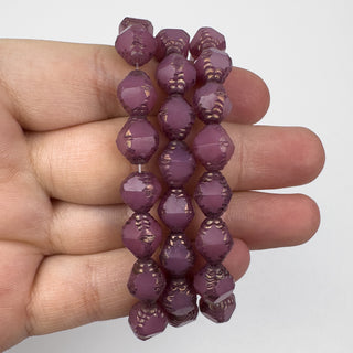 8x10mm Czech Glass Faceted Oval Gold Finished Dusty Rose 15 Bead Strand