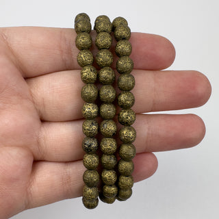 6mm Czech Glass Round Etched Bronze 30 Bead Strand
