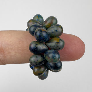 6x9mm Czech Glass Drops Matte Sapphire Picasso 25 Bead Strand