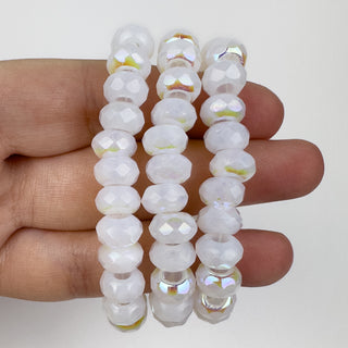 6x9mm Large Hole Roller Bead Transparent Milk AB 25 Bead Strand