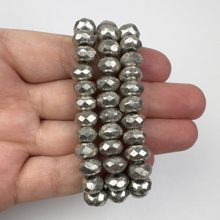 6x9mm Large Hole Roller Bead Antique Silver 25 Bead Strand