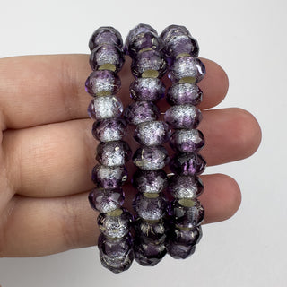 6x9mm Large Hole Roller Bead Silver Lined Purple 25 Bead Strand