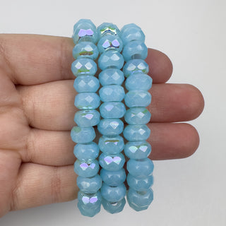 6x9mm Large Hole Roller Bead Light Blue AB 25 Bead Strand
