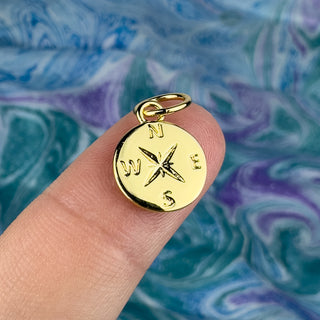 12mm Compass Charm Gold Plated