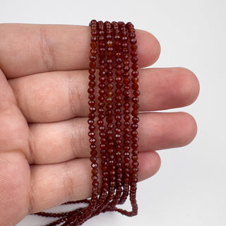 Agate Red 2mm Round Faceted 15in Strand