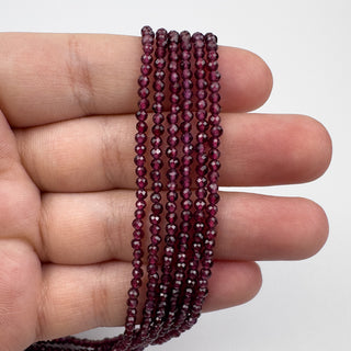Garnet 2.5mm Round Faceted 15in Strand