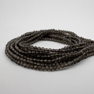 Smoky Quartz 2.5mm Round Faceted 15in Strand