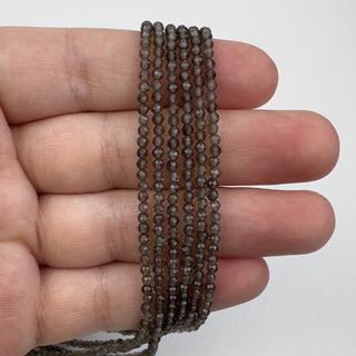 Smoky Quartz 2.5mm Round Faceted 15in Strand
