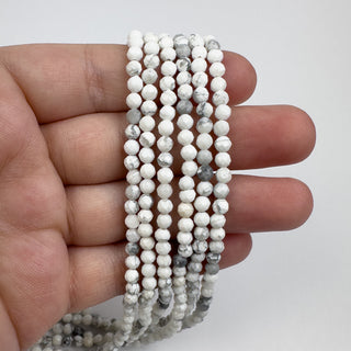 Howlite 4mm Round Faceted 15in Strand