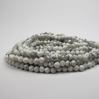 Howlite 4mm Round Faceted 15in Strand