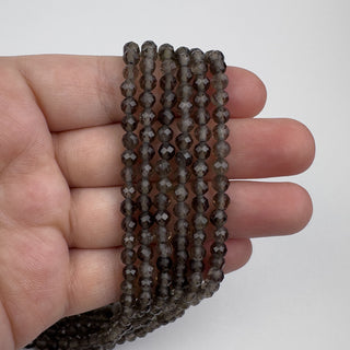 Quartz Smoky 4.5mm Round Faceted 15in Strand