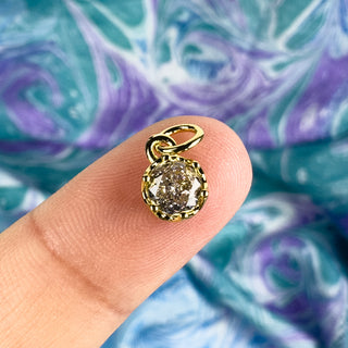 6mm "Diamond" Rhinestone Gold Plated Charm