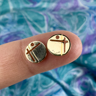 8mm Contemporary Disc Charm 18k Gold Plated - 2