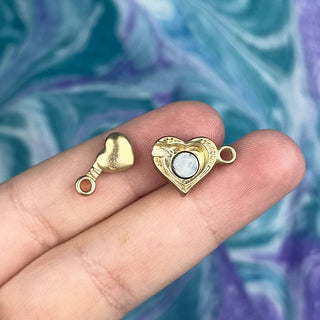 11x19mm Magnetic Heart Clasp - Satin Gold open
