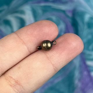 6mm Round Magnetic Clasp - Antique Brass