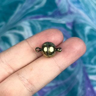 10mm Round Magnetic Clasp - Antique Brass