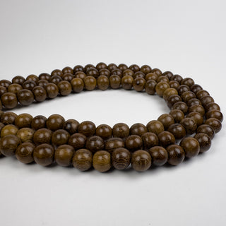 10.5mm Madres de Cacao Wood Round 15.5in Strand