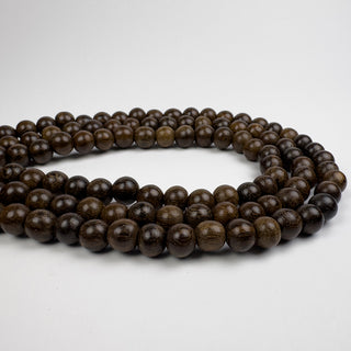 10.5mm Madres de Cacao (Dark) Wood Round 15.5in Strand