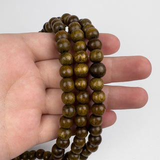 8-9mm Madres de Cacao Wood Beads 15.5in Strand