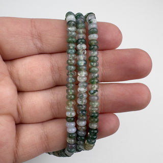 Moss Agate 2.5x4mm Rondelle 15.5in Strand