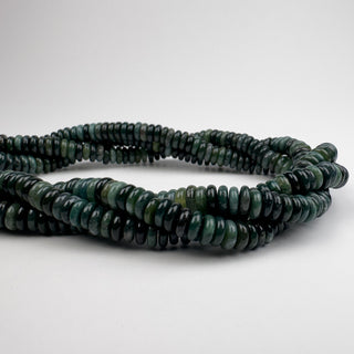 Moss Agate 2x6.5mm Rondelle 15.5in Strand