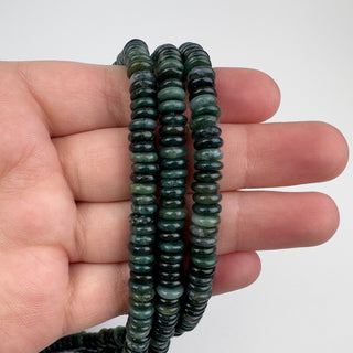 Moss Agate 2x6.5mm Rondelle 15.5in Strand