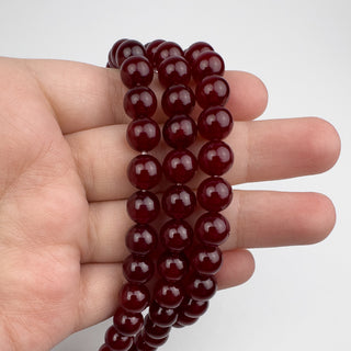Jade Red (Dyed) 8mm Round 15.5in Strand