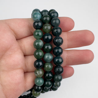 Moss Agate 8.5mm Round 15.5in Strand