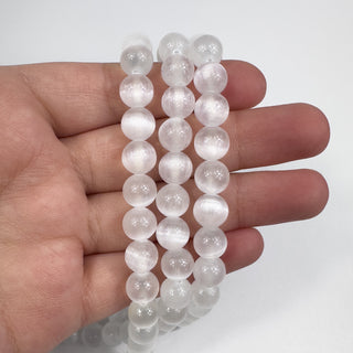 Selenite 8.5mm Round 15.5in Strand