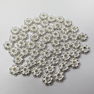 5mm Beaded Spacer - 50 Pack - Bright Silver