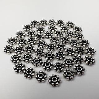 5mm Beaded Spacer - 50 Pack - Antique Silver