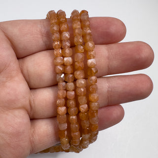 Sunstone 4mm Faceted Cube 15.5in Strand