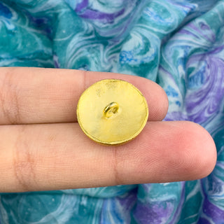 18mm Round Hammered Button Satin Gold back