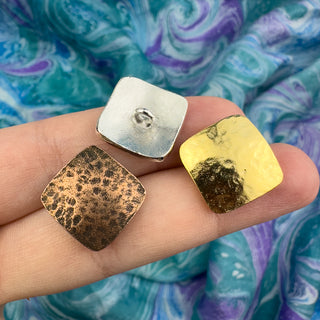 15x15mm Square Hammered Button - Multiple Colors back