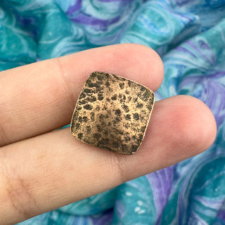 15x15mm Square Hammered Button - Antique Copper