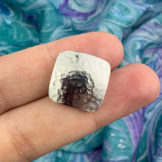 15x15mm Square Hammered Button - Antique Silver