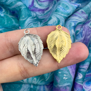 21x16mm Textured Leaf Charm - Multiple Colors