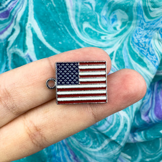 American Flag Enamel Charm Side Loop