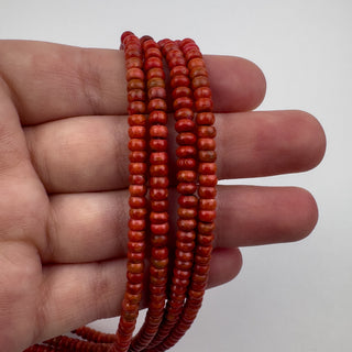 Apple Coral Red 2.5x4mm Rondelle 15in Strand