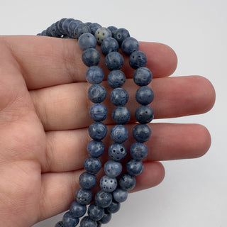 Blue Sponge Coral 6.5mm Round 15in Strand