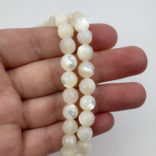 Mother of Pearl 7.5mm Round Faceted 15in Strand