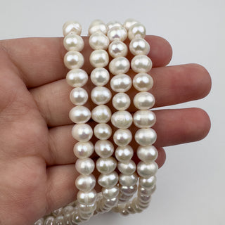 Freshwater Pearl 6x7.5mm Side Drilled 15in Bead Strand