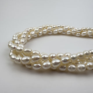 Freshwater Pearl 8x9mm Rice Bead 15in Strand
