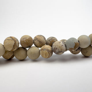 Picture Jasper 10.5mm Large Hole Round Matte 7.5in Strand