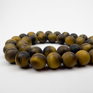 Tiger's Eye 10.5mm Large Hole Round Matte 7.5in Strand